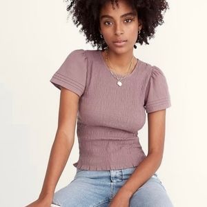 Madewell lucie flutter sleeve top fig purple small
